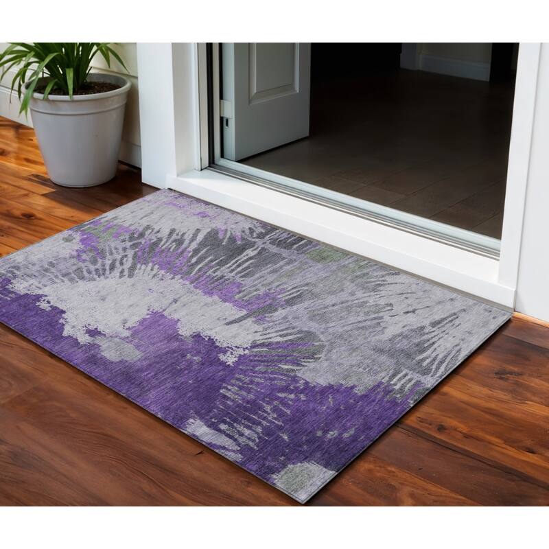 HomeRoots Abstract Transitional Rectangle Outdoor Rug - 3' x 5'