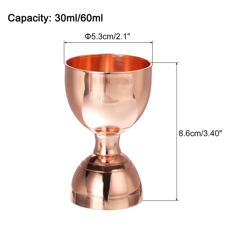 1oz/2oz Bell Jigger Stainless Steel Double Cocktail Jigger Measuring Cup - 8.6cm x 5.3cm - Copper