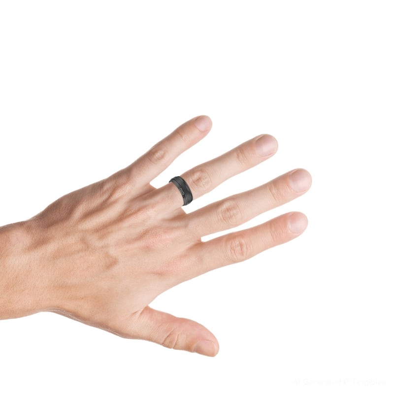 Mens 9mm Titanium Black Comfort fit Brushed Wedding Band