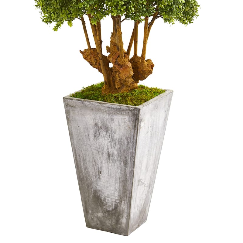 Artificial Topiary Tree 51" Indoor Outdoor Modern Bush Plant in Planter - Green