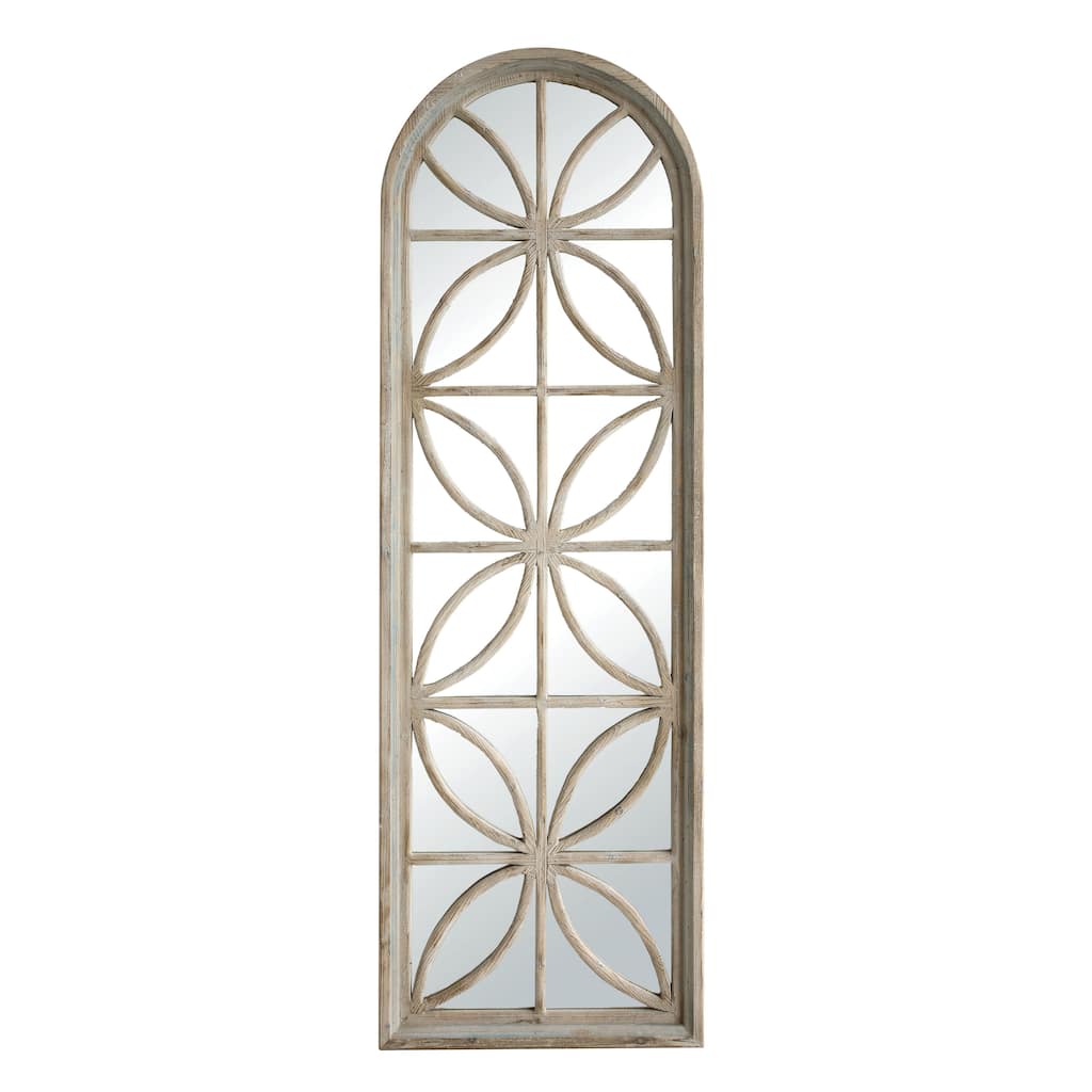 Arched Wood Framed Mirror with Petal Designs