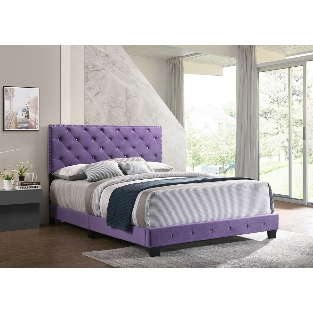 Purple upholstered outlet platform bed
