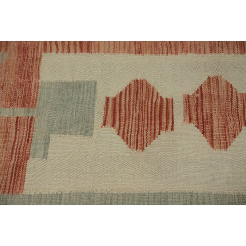Hand Woven Southwestern Wool Blue Geometric Area Rug - 13' 0'' X 9' 9''