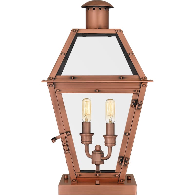Rue De Royal 2-Light Aged Copper Outdoor Pier Mount Light