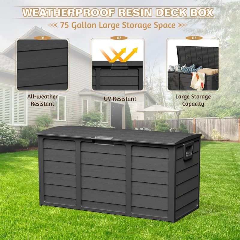 SUNCROWN 75-120 Gallon Weatherproof Resin Outdoor Storage Deck Box for Furniture and Supplies