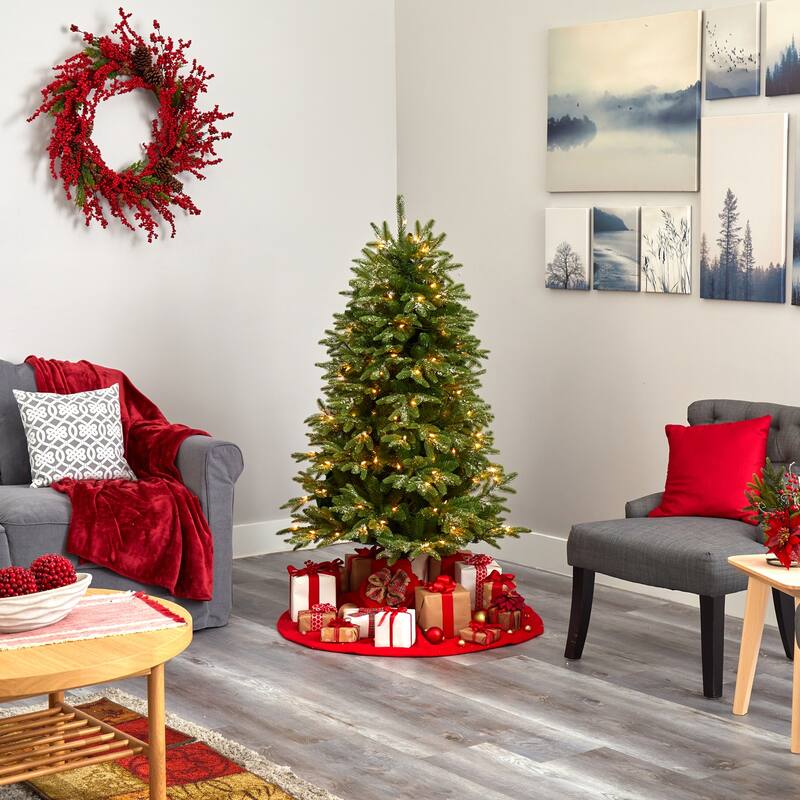 5ft. Snowed Grand Artificial Christmas Tree with 150 Clear Lights and 462 Branches - Charming X-Mas Cornerpiece