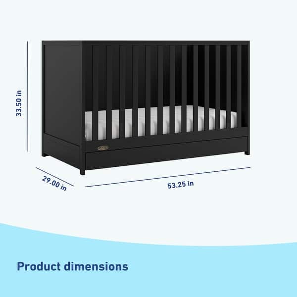 dimension image slide 0 of 5, Graco Theo 3-in-1 Convertible Crib with Drawer