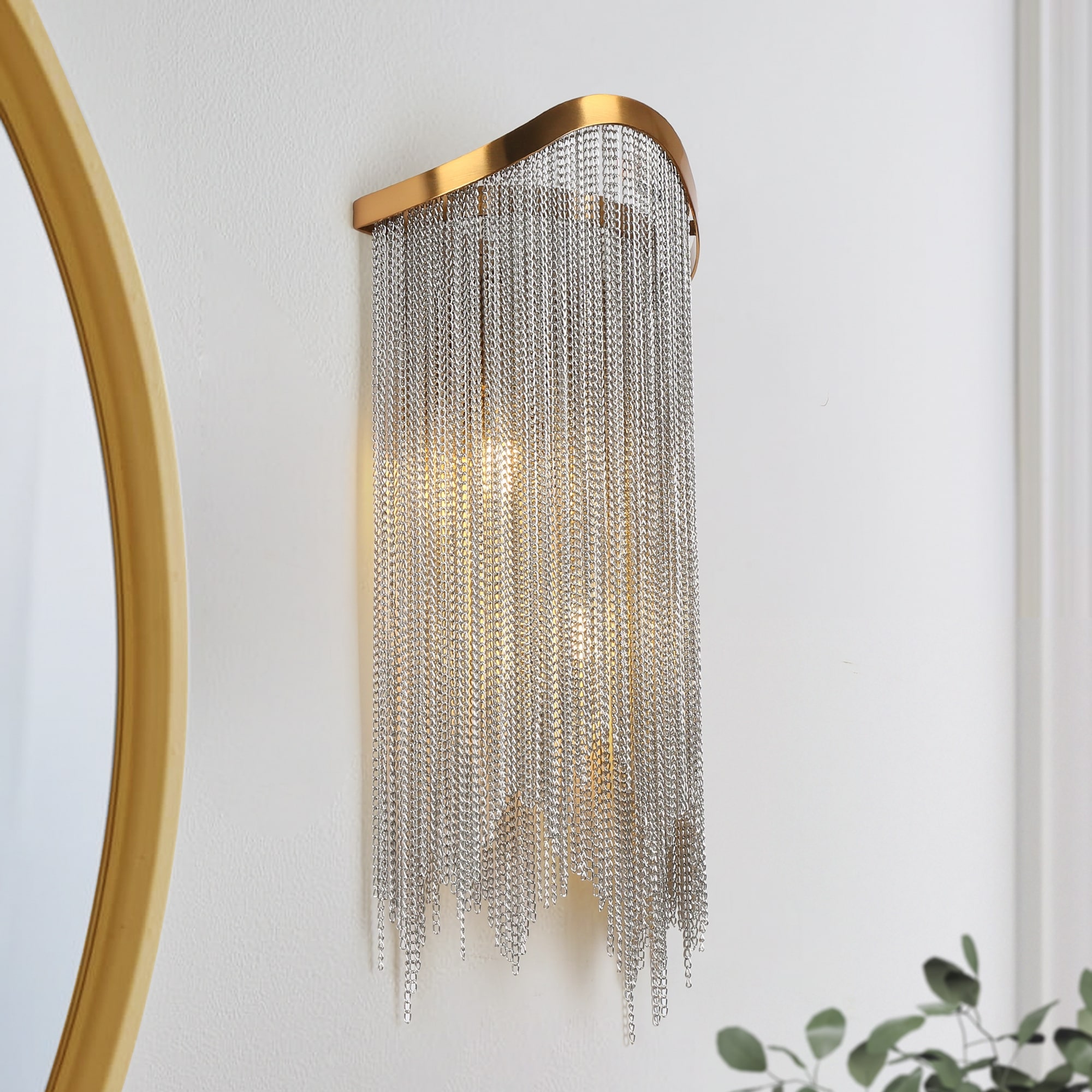 Modern Glam 2-Light Gold Wall Sconce Metal Vanity Light for Living Room Bedroom - W7" x H16.3" Max