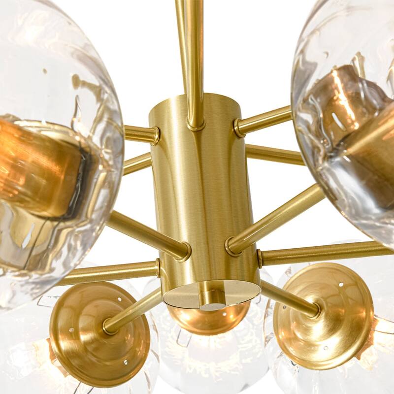Glam 2-Tier Clear Ribbed Glass Bubble Sputnik Chandelier 35.4in
