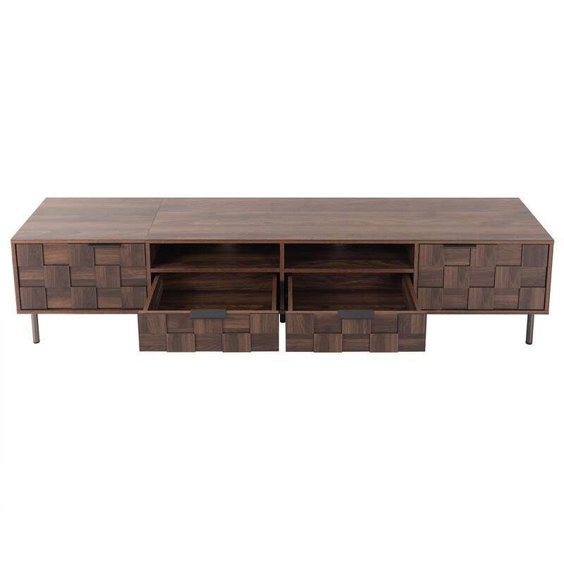 78 Inch Mid Century Modern TV Stand With Storage Cabinets - 15"W