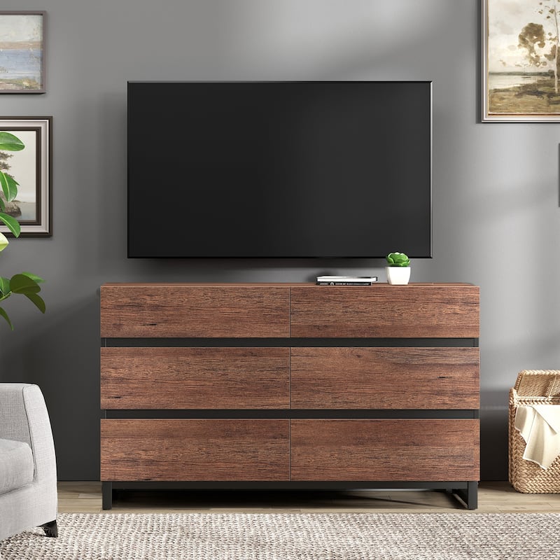 WAMPAT Modern TV Stand for TVs up to 110 inch, Entertainment Center with Drawers , Wood Media TV Console for Living Room