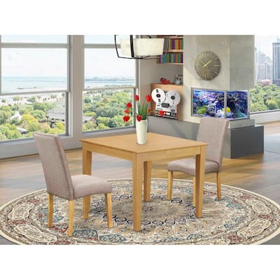Square Dining Set 36" Table & 2 Chairs - Linen Fabric Dark Khaki - HomeStock