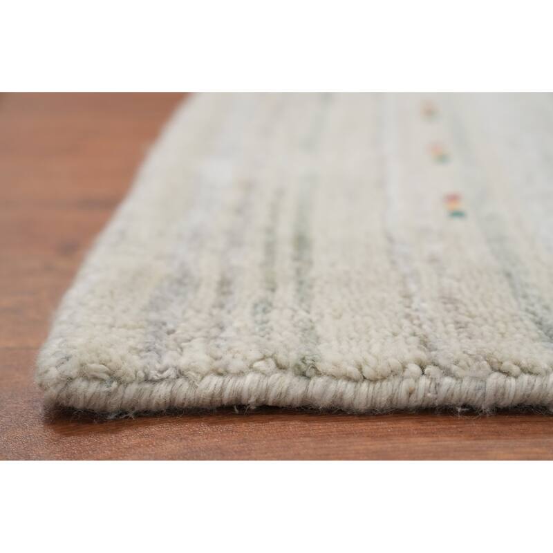 Hand Knotted Oriental Viscose Silk Carpet Tribal Animal Pictorial Beige & Ivories Gabbeh Area Rug - 8' 0'' X 7' 11''