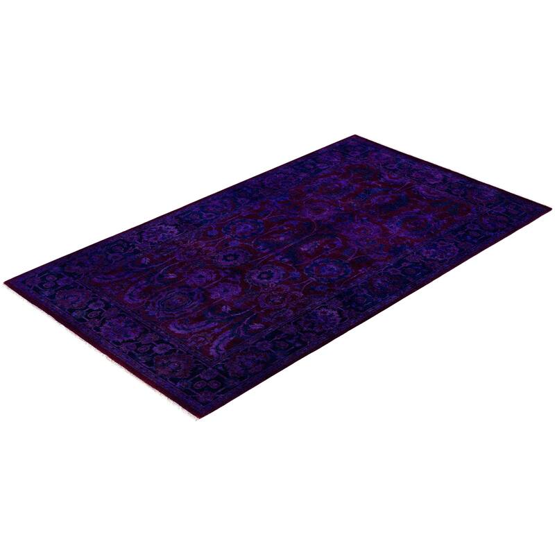 Overdyed One-of-a-Kind Hand-Knotted Area Rug - Purple - 3' 1" x 5' 2"
