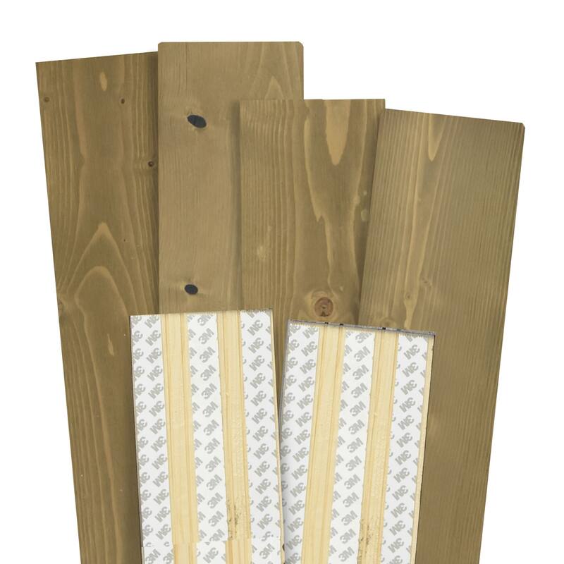 Peel and Stick Solid Wood Wall Paneling, Assorted Length, 5-inch Width, 19 sq ft