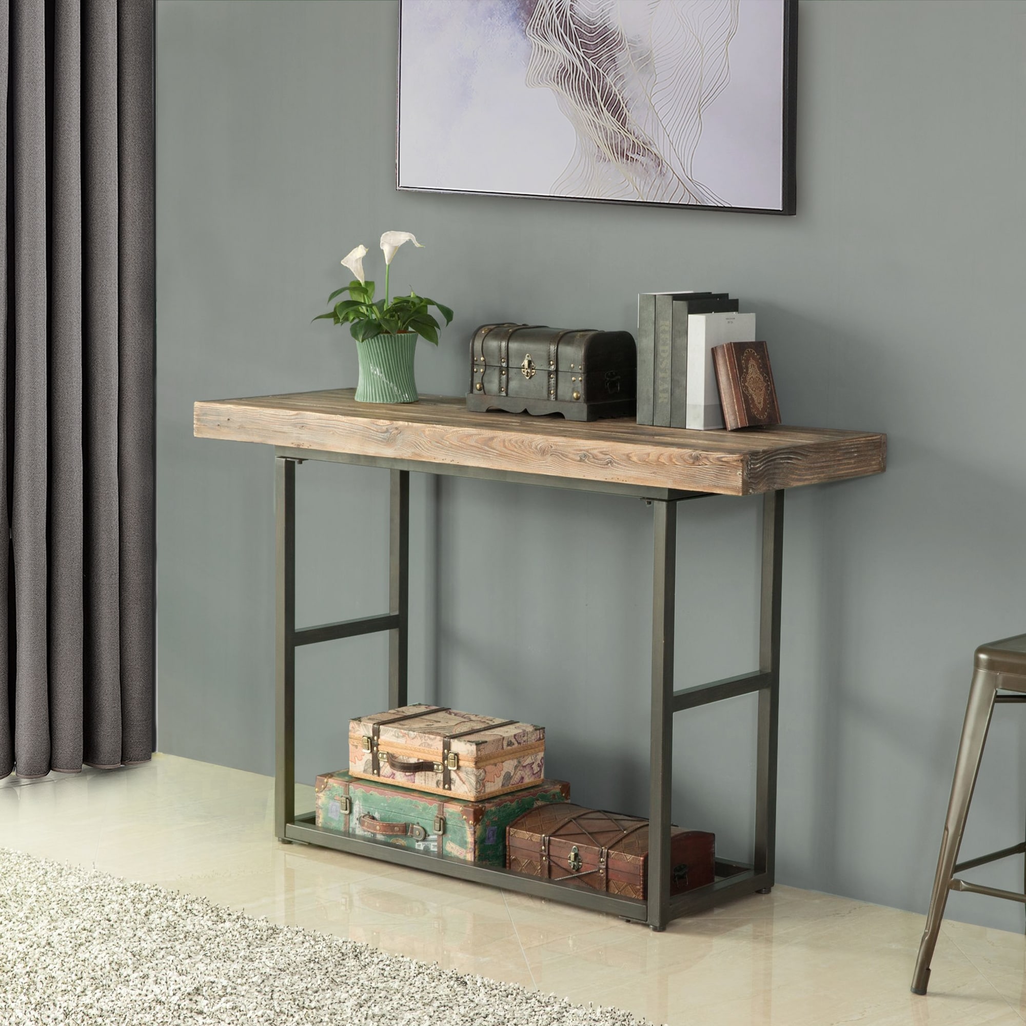 Firstime Co Stuart Rustic Farmhouse Console Table American Crafted Weathered Brown Metal 54 X 19 X 36 5 In Overstock 31804842 I started an amazon store where i have been adding all of my favorites. firstime co stuart rustic farmhouse console table american crafted weathered brown metal 54 x 19 x 36 5 in