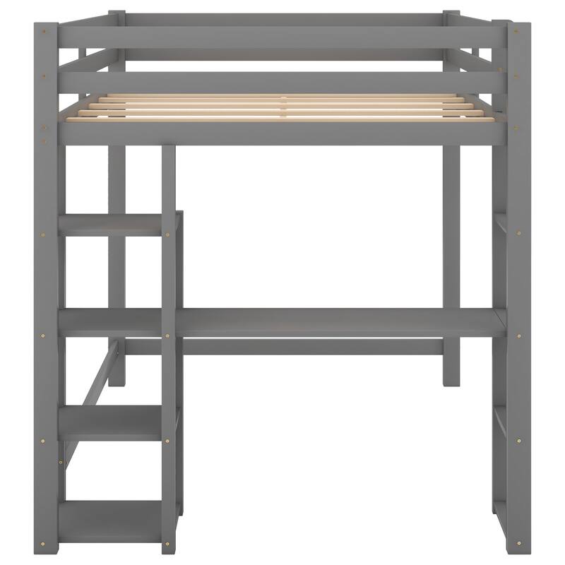 Full Size Loft Bed with Builtin Desk and Shelves Bed Bath & Beyond