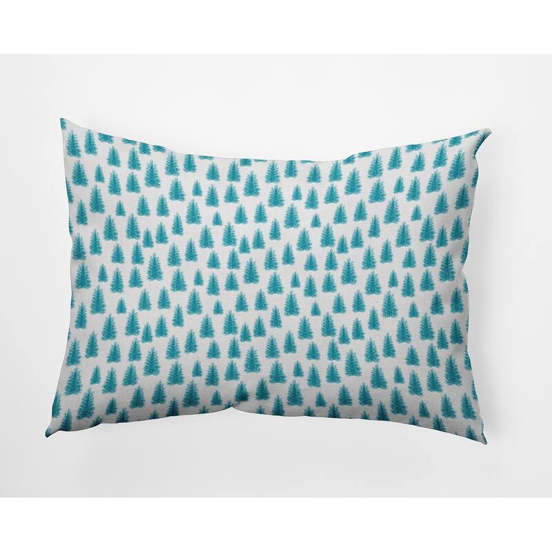 Christmas Trees Pattern Indoor/Outdoor Throw Pillow - 14" x 20" - Turquoise