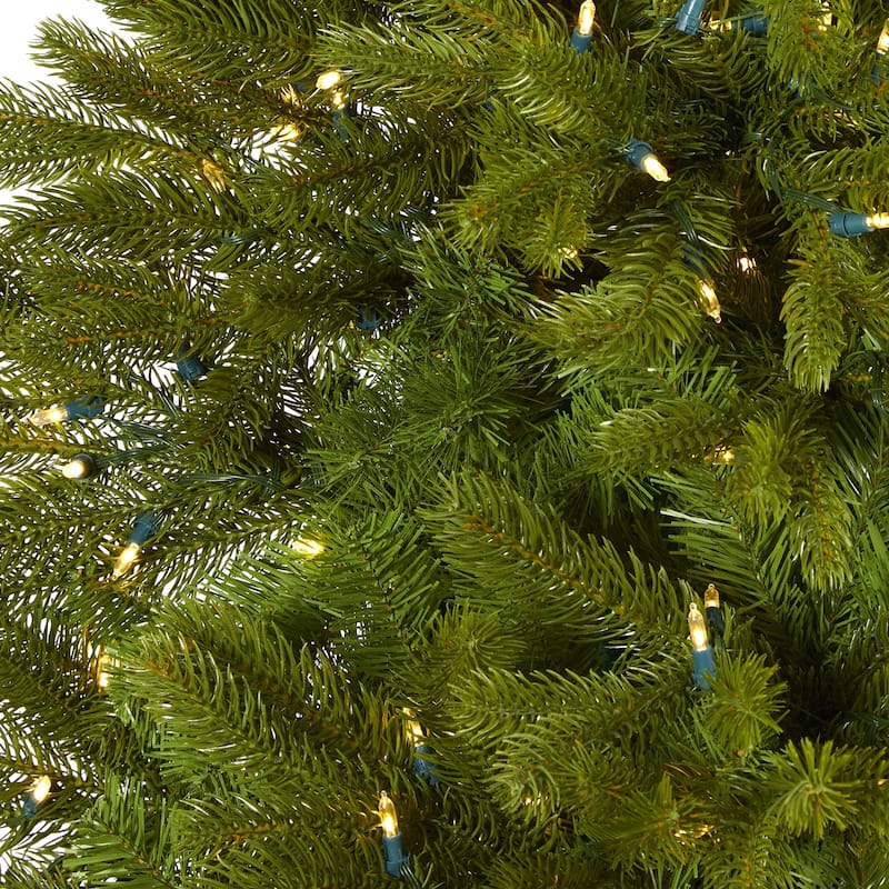 7ft Artificial Christmas Tree with Lights - Holiday Spruce Tree, Warm White LED, Bendable Branches, Festive Decor - Green - 84