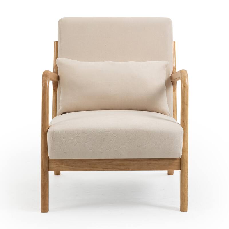 Leisure Chair with Solid Wood Armrest and Feet