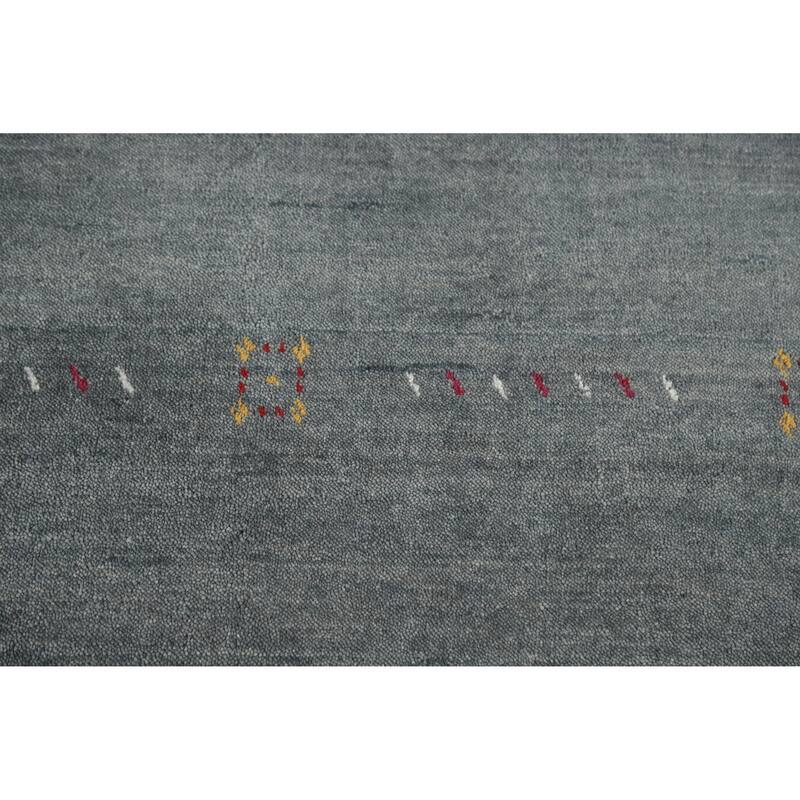Slate Gray Gabbeh Indian Area Rug Hand-Knotted Wool Carpet - 5'4" x 7'7"