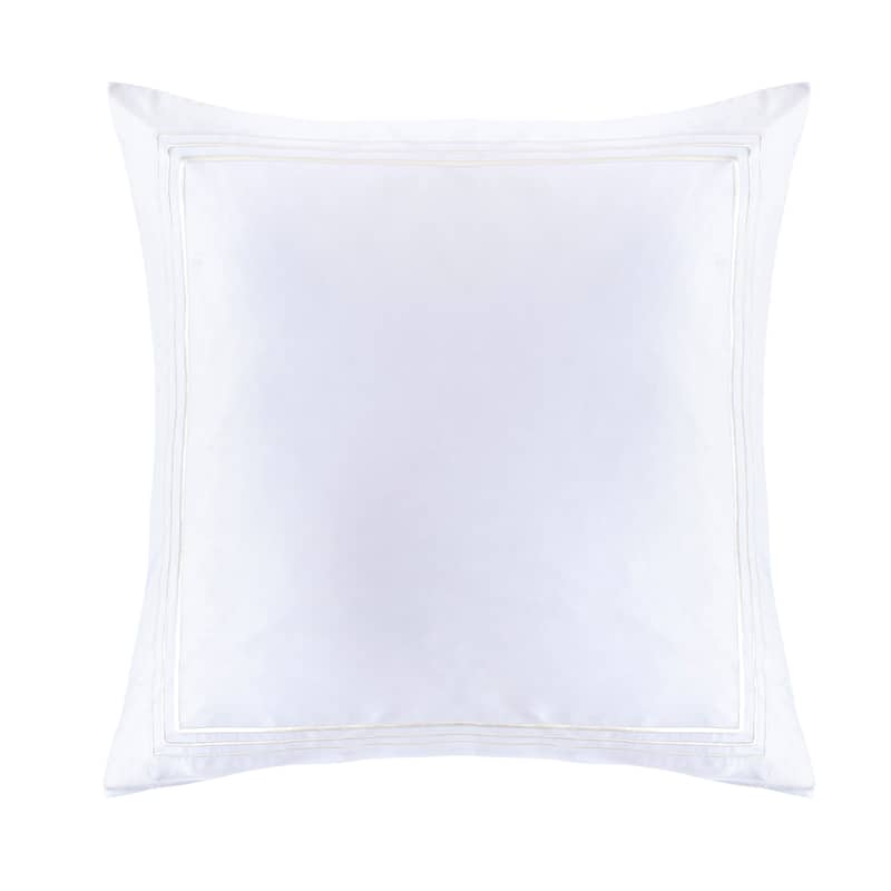 HiEnd Accents 100% Cotton Hotel Luxury Embroidered Border Euro Sham, 27"x27", 1PC - White