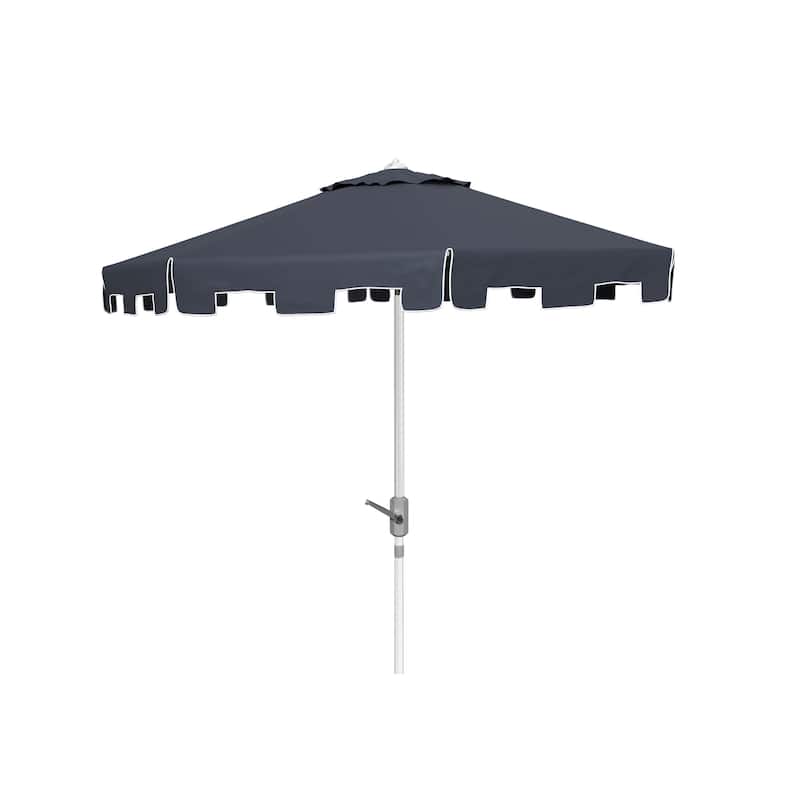SAFAVIEH Sinica Aluminum Tilt And Crank 9-Foot Crank Market Patio Umbrella with Flap