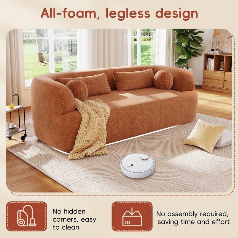86" Chenille 3-Seater Sofa with Pillows, No Assembly Required