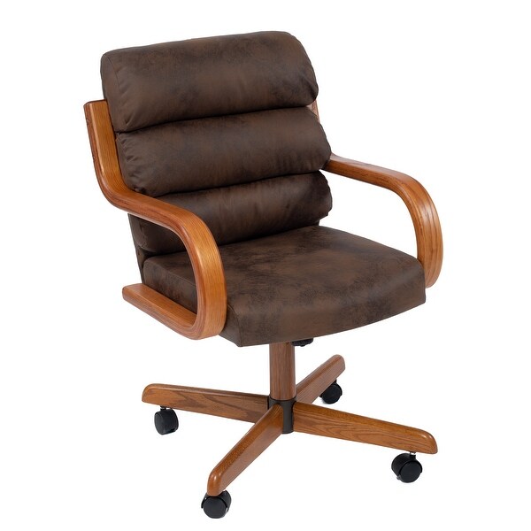 Solid Wood Rolling Office Chair w Tilting Cushioned Seat Bed