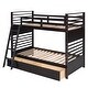 preview thumbnail 7 of 18, Wood Twin over Twin Bunk Bed with Ladder and Two Drawers, Espresso