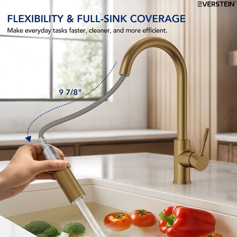 Single-Handle Pull-Down Sprayer Kitchen Faucet with 360° Spout Swivel