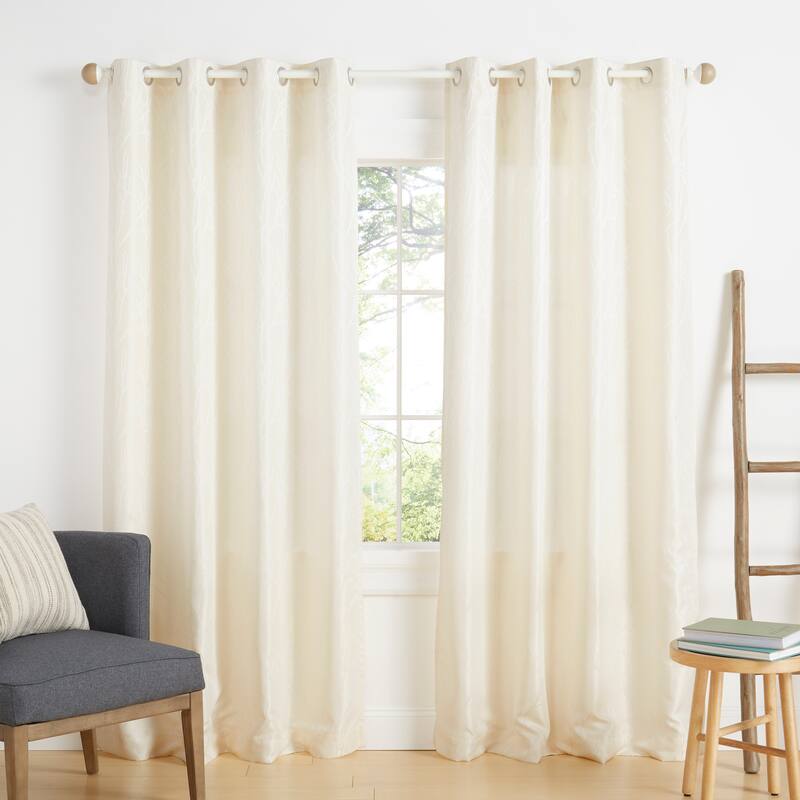 ATI Home Finesse Branch Print Grommet Top Curtain Panel Pair - 54X96 - Ivory
