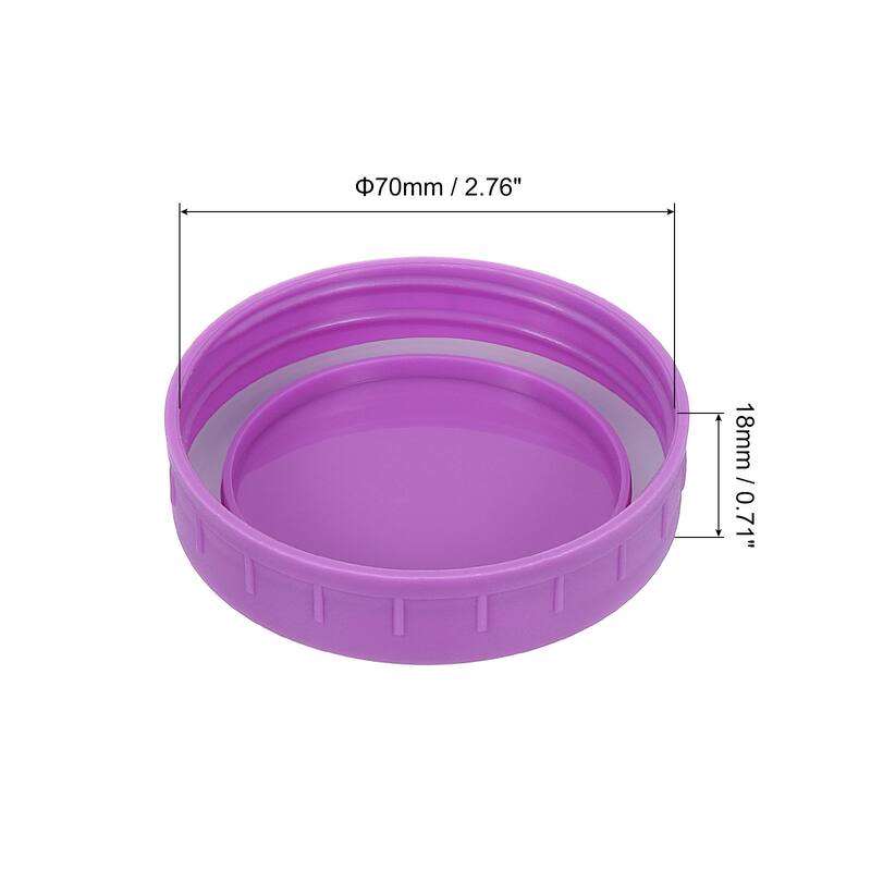 9Pcs Mason Jar Lid, Regular Mouth Plastic Lid with Silicone Rings - Purple - 70mm