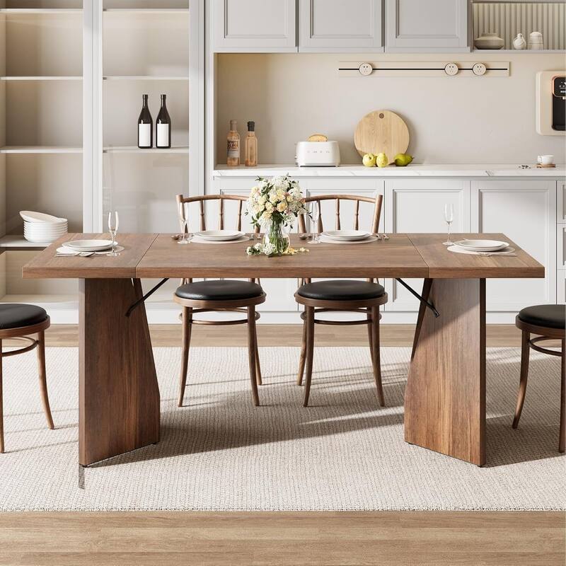 70.9" M-Shaped Legs Kitchen Dining Table for Dining Room, Office and Living Room (Only Table) - Brown