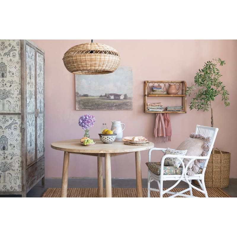 Hand-Woven Rattan Semi-Flush Ceiling Lamp