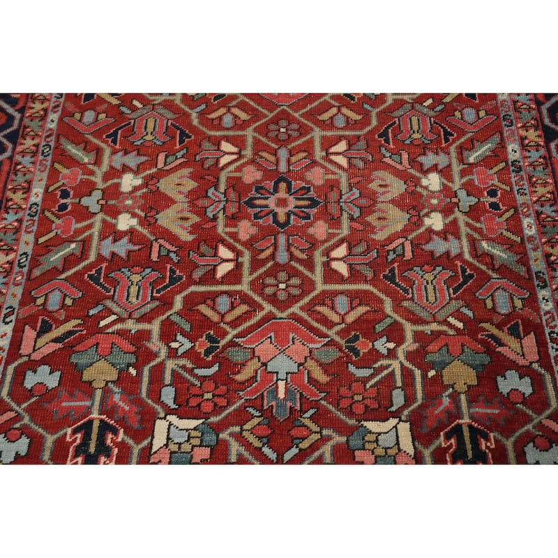 Hand Knotted Oriental 100% Wool Carpet Traditional Geometric Oranges & Rust Heriz (serapi) Area Rug - 6' 3'' X 5' 0''