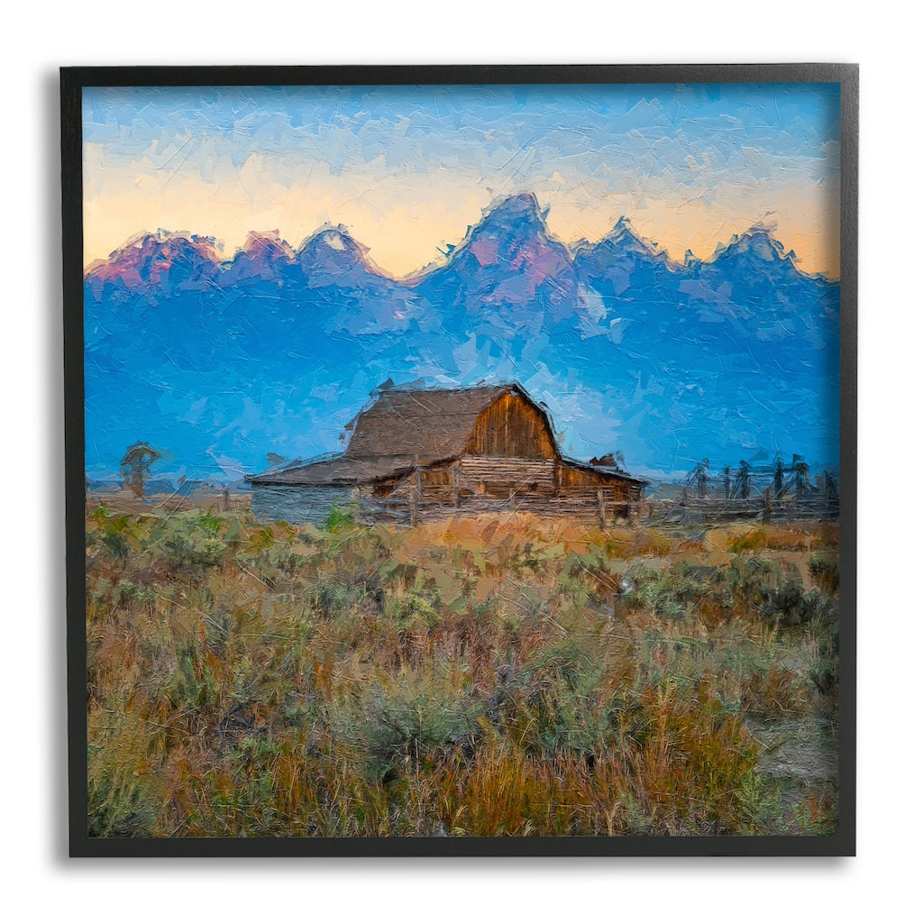 Stupell Countryside Farm Pasture Barn Bold Blue Sunset Framed Wall Art