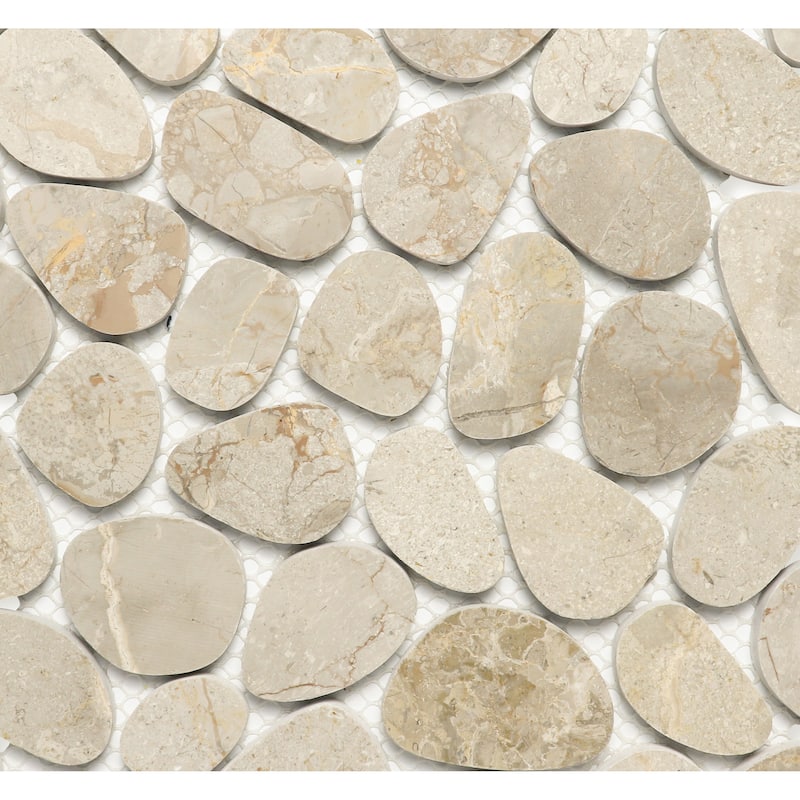 Seadrift 12 in. x 12 in. Budi Creme Honed Marble Mosaic Wall Tile
