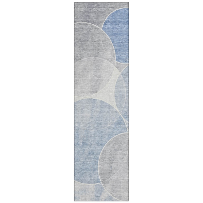Machine Washable Indoor/ Outdoor Abstract Circles Chantille Rug