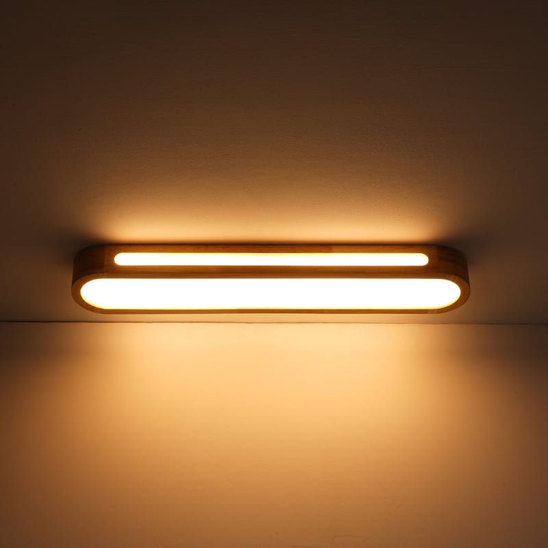 Rustic Natural Wood Dimmable LED Oval Ceiling Light 3000K - Wood Grain - 31.5 Inches