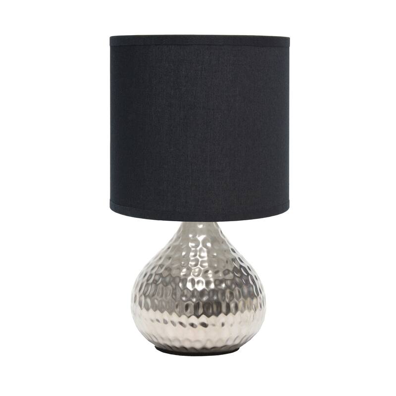 9.25 in. Silver Finish Table Lamp with Black Shade, Sturdy Table Lamp for Living Rooms and Bedrooms