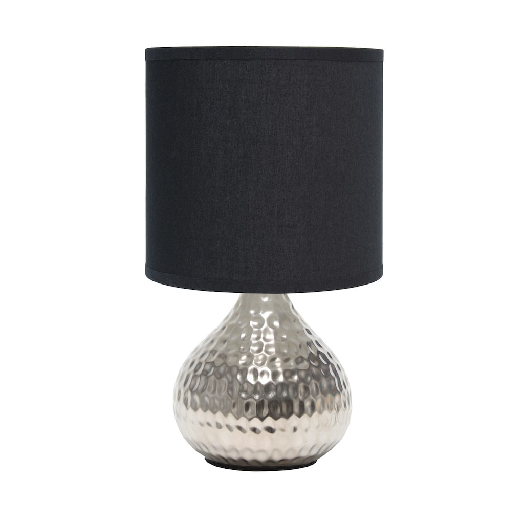 9.25 in. Silver Finish Table Lamp with Black Shade, Sturdy Table Lamp for Living Rooms and Bedrooms