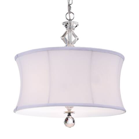 Nabors Chrome and Crystal 16-inch Pendant Lamp with White Linen Shade