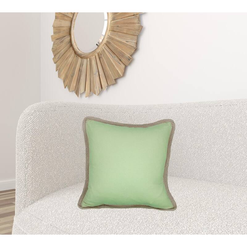 20"x20" Green Linen Blend Zippered Pillow