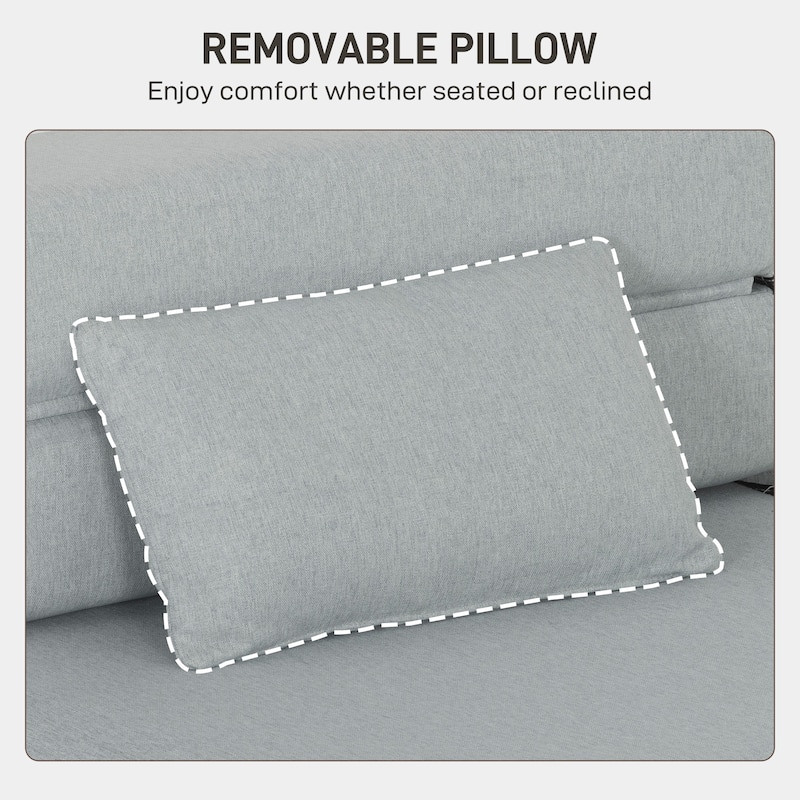 HOMCOM Folding Sofa Bed, Sleeper Chair with Pillow, Modern Linen Convertible Chair Bed, Fold Out Floor Futon Couch