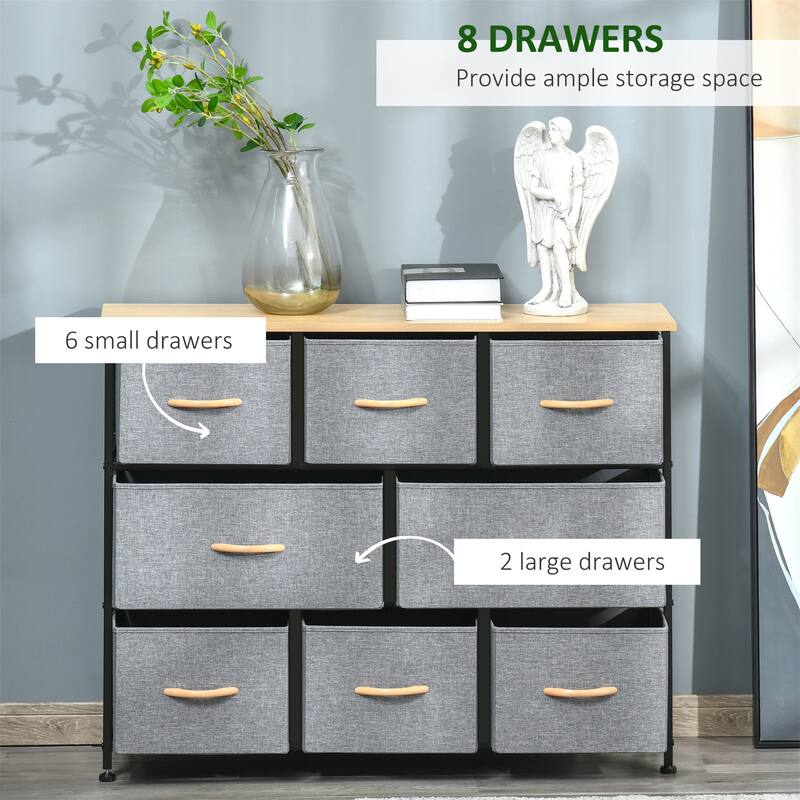 3-Tier 8-Drawer Dresser Fabric Chest Tower Organizer with Steel Frame