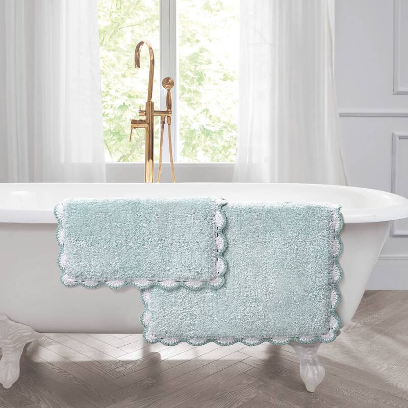 Laura Ashley Heathered Crochet Border Bath Rug