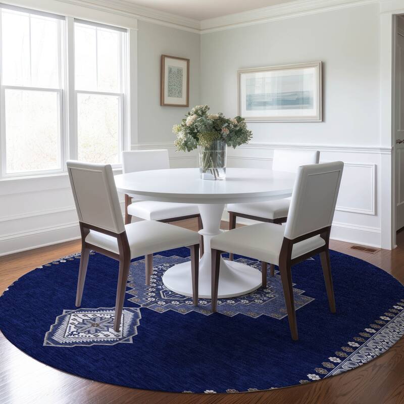 Machine Washable Indoor/ Outdoor Boho Traditional Chantille Rug