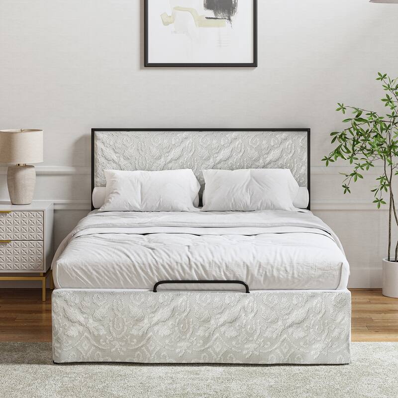 Oliver Modern Washable Slipcover Bed Upholstered Metal by HULALA HOME