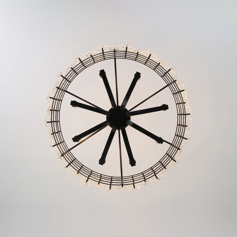 Mid-Century 8-Light Glass Blossom Round Cage Chandelier 25.6 in